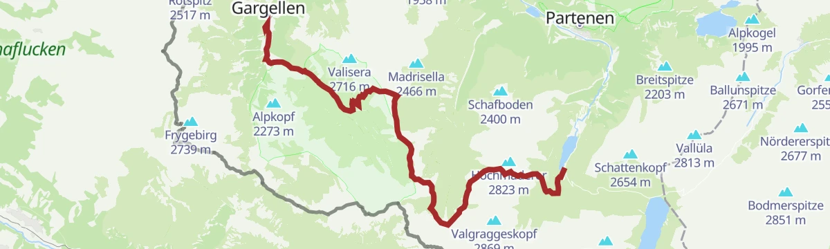 Route map: Vom Vermuntsee nach Gargellen